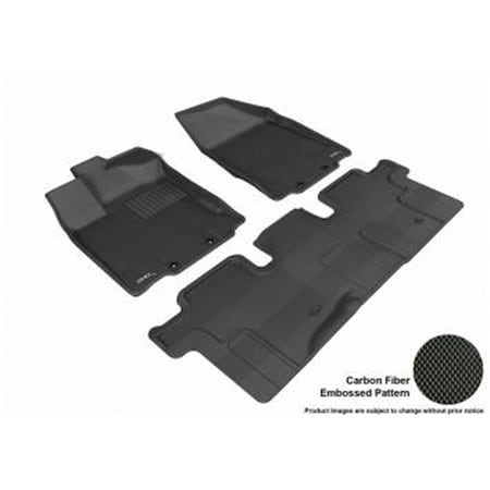 3D Maxpider 2014-2017 Infiniti JX QX60 Carbon Fiber Embossed Pattern 1st Row 2nd Row Kagu - Black L1IN01101509